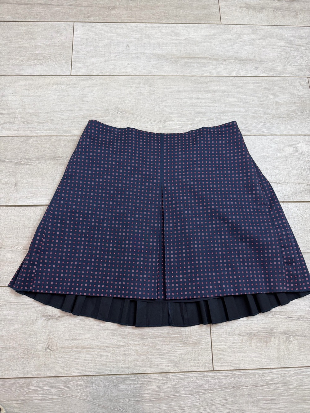 Tory Burch Navy & Pink Pleated A-Line Skirt Size 10